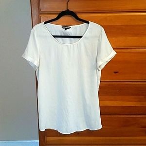 Express Off White SS Flowy Blouse, Size Large